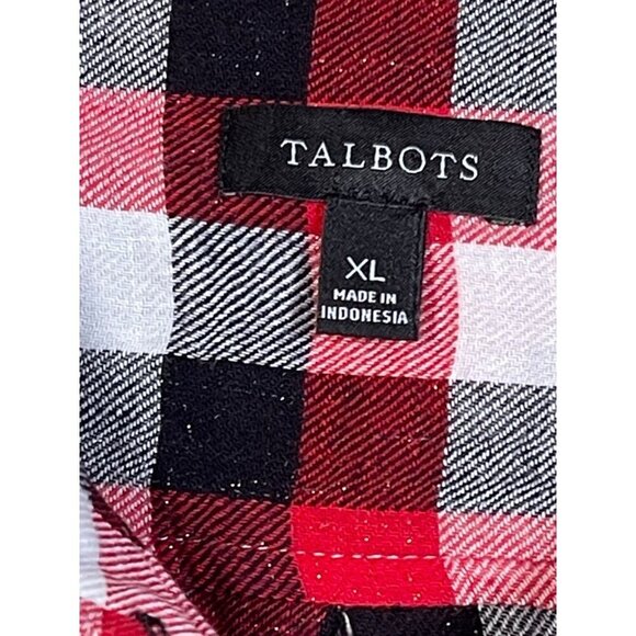 TALBOTS BUFFALO PLAID METALLIC FLANNEL SHIRT – SIZE XL - Picture 2 of 7
